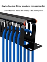 Rack de gestion des câbles en acier laminé à froid, revêtement poudré noir, 1U, 19 pouces, 24 emplacements horizontaux, avec 48 ports
