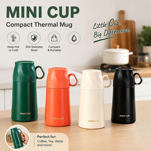 Vaso Térmico Mini de Acero Inoxidable 304 de 220ml/380ml con Tapa Abatible Antiderrames y Logotipo Personalizado - Product Image 3
