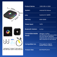 Playaibox Qualcomm 6115 Carplay Ai Box, Sistema Android 15, 8+128GB, Reproductor Multimedia para Auto, Red 4G con Netflix/YouTube/Play Store
