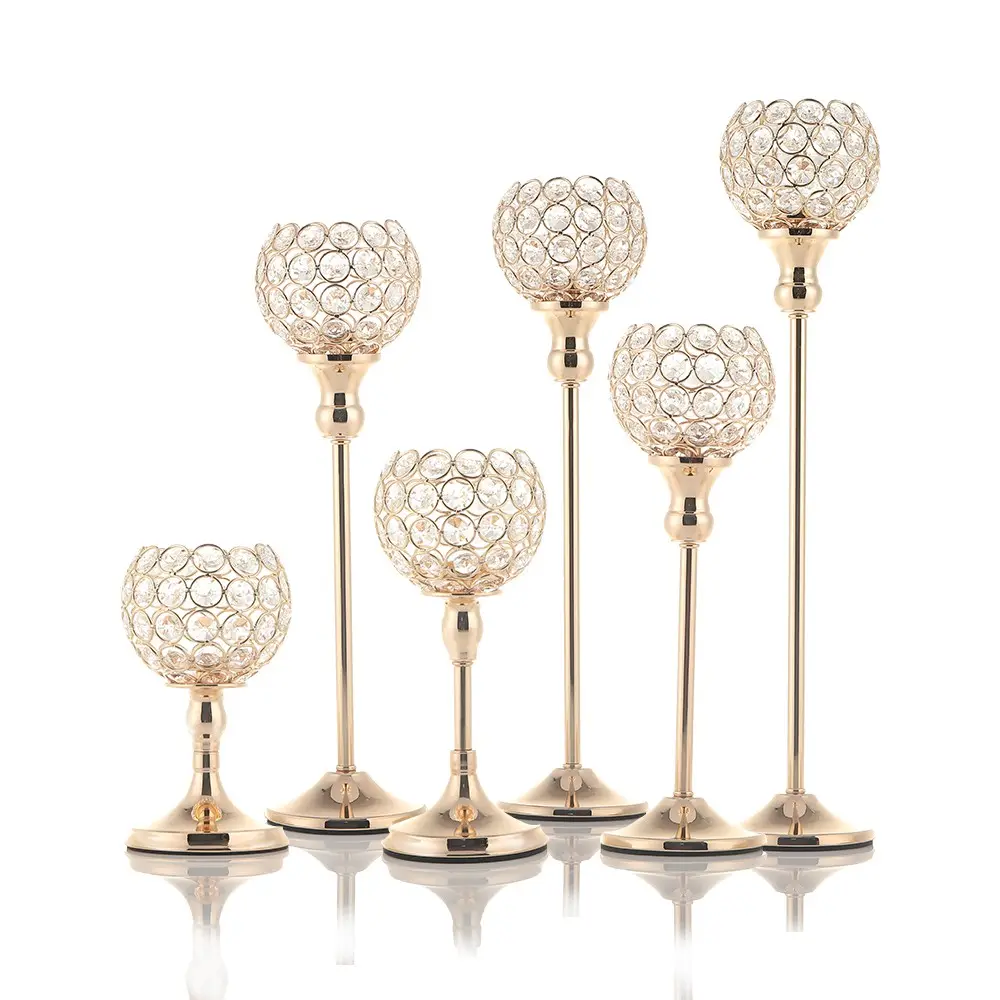 Juego de 6 portavelas de cristal para decoración del hogar, paquete personalizado, candelabro acrílico para el Día de San Valentín, venta al por mayor