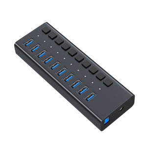 Chất Lượng Cao USB 3.0 Hub 10 Cổng Bộ Sạc Bộ Chuyển Đổi Nguồn 48W Với 10 Công Tắc Hub Cho Macbook PC Laptop - Product Image 1