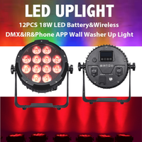 Projecteur LED PAR extérieur sur batterie, étanche IP65, alimenté par batterie, 12x18W RGBWA UV 6-en-1, DMX sans fil, projecteur PAR plat à LED sur batterie
