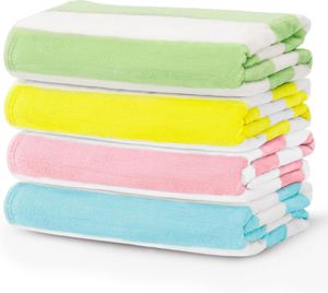 Serviette de plage personnalisée en coton 100% éponge, rayures colorées teintes en fil, surdimensionnée, super absorbante, ultra douce et confortable, avec logo - Product Image 1