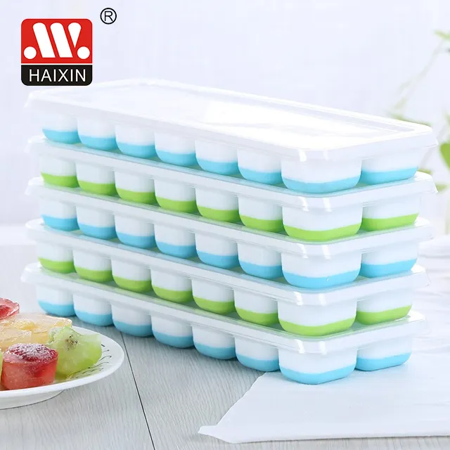 Haixing-bandejas de cubitos de hielo con tapa extraíble resistente a derrames, 14 unidades