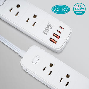 Vincente stella ST-3202U 6 prese 2 USB 20W ricarica rapida 2m cavo in rame protezione contro le sovratensioni <span class=keywords><strong>americana</strong></span> e <span class=keywords><strong>presa</strong></span> elettrica - Product Image 6