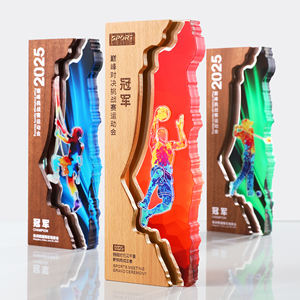 مخصصة الإبداعية كرة السلة الرياضة الجوائز بطل كرة القدم الجديدة الصلبة الخشب الاكريليك ميدالية إنتاج لوحات لعبة فريدة من نوعها - Product Image 1