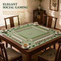 Tapis de Mahjong Anti-Bruit Personnalisé en Néoprène Vert Antidérapant, Tapis de Jeu de Table Enroulable avec Coutures Anti-Déchirure, OEM