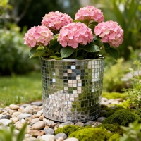 Vase en verre mosaïque, ornement de bureau, décoration de Noël, pot à fleurs disco, seau de rangement, seau à glace, bac, style européen