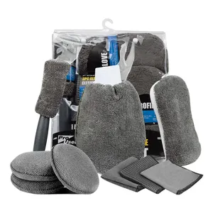 Car Wash Accessories Kit 9pcs Washing Sponge Coral <b>Towel</b> Wheel Brush Car Cleaning Tools <b>Set</b> Kit - Product Image 1