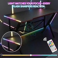 GEDO Support de tasse et de casque de qualité supérieure 15MM MDF Bureau en fibre de carbone Bureau d'ordinateur de jeu RGB avec LED