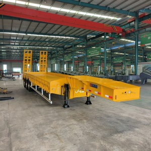 40ton 80T 100 Ton 3 4 Axles Low Bed Boy Deck Remolque de <span class=keywords><strong>carga</strong></span> plano Cuello de cisne Excavadora Transporte Lowbed Truck <span class=keywords><strong>Trailers</strong></span> - Product Image 4