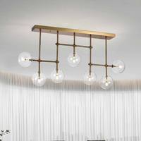 Lustre américain moderne suspendu avec abat-jour en verre transparent, style rustique antique, en laiton massif noir