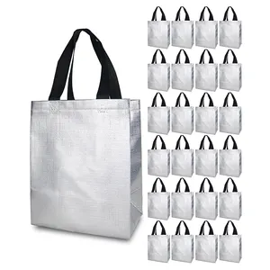 Customized logo Large Reusable Foldable DOT Design Laminated Non Woven, Tote Portable Grocery PP Bags For Shopping/