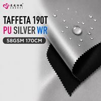 Tissu 100% POLYESTER TAFFETA 190T PU Argenté Imperméable 55GSM à 58GSM 170CM Idéal pour Parapluie et Tente