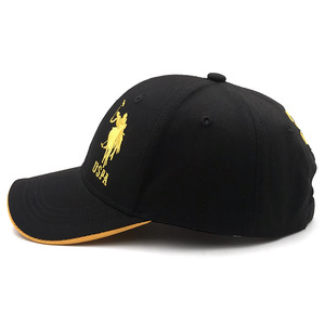 Uspa <b>Baseball</b> <b>Cap</b> Black Yellow Embroidered Logo Unisex Spring Summer Outdoor Sun Hat Breathable Twill Fabric - Product Image 4