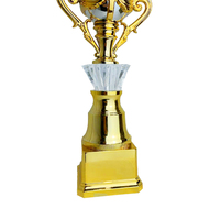 Nuevo trofeo creativo rojo azul premios de plástico tapa de flor redonda Base dorada trofeo en blanco personalizado trofeo de Canto de baile mundial