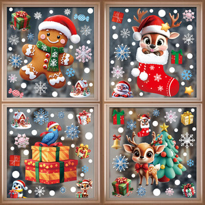 Nuovi <span class=keywords><strong>Adesivi</strong></span> <span class=keywords><strong>Natalizi</strong></span> <span class=keywords><strong>per</strong></span> Vetri con Motivo Casa del Gatto e Fiocchi di Neve <span class=keywords><strong>per</strong></span> Negozi e Centri Commerciali - Product Image 4
