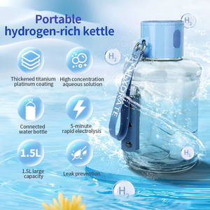 Bouteille d'eau riche en hydrogène OEM <span class=keywords><strong>Sport</strong></span> 1,5 L, générateur d'hydrogène 1000 PPB, rechargeable par USB, multicolores, portable, pour la maison, la voiture et les aliments - Product Image 4