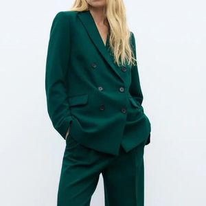 Nuovo completo <span class=keywords><strong>doppio</strong></span> <span class=keywords><strong>petto</strong></span> da donna <span class=keywords><strong>verde</strong></span> con scollo a V completo personalizzato in due pezzi - Product Image 2