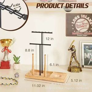 Wooden <b>Desktop</b> Baseball Base <b>Shelf</b> Solid Wood Necklace Bracelet Storage Rack Jewelry Organizer 3 Floors Multi Layer Display - Product Image 3
