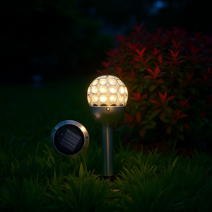 Lámpara Solar de Jardín con Forma de Bola, Luz Blanca Cálida, IP44 Impermeable, Panel Solar de Acero Inoxidable, Decoración de Paisaje para Exteriores, Lámpara LED - Product Image 2