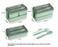 Boîte à lunch en plastique à double couche en PP pour les employés de bureau, boîte à lunch isolée et scellée, utilisable au micro-ondes, pour les étudiants