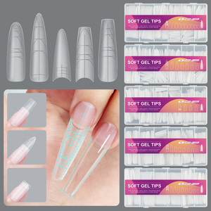 240 Uñas Postizas de Gel Suave Mate con Forma de Ataúd y Líneas Auxiliares, Multifuncionales, Cobertura Completa para Extensión, Uñas a Presión - Product Image 2