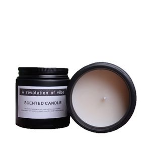 Bougie parfumée cylindrique noire 150g en cire de soja, parfumée, décoration d'intérieur - Product Image 4