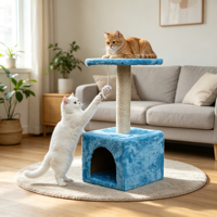 Petit arbre à chat avec poteau à gratter en sisal, niche pour chat, perchoir en peluche douce, jouet suspendu en forme de souris, tour pour chat d'intérieur pour chatons