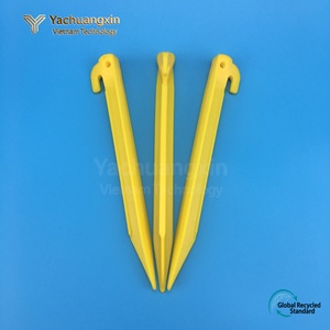 Piquet de tente jaune en plastique 23 cm, pour camping extérieur, avec crochet, toutes saisons, usage DIY - Product Image 3