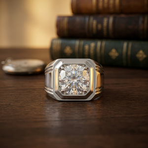 Bague de mariage vintage unisexe Topcarat en moissanite ronde de 3 carats, plaquée argent 925, multi-occasions - Product Image 1