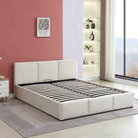 Juego de Muebles de Dormitorio de Lujo Personalizable para Villa, Cama Doble Premium, Cama King Size Tapizada, Espacio de Almacenamiento de Madera Premium