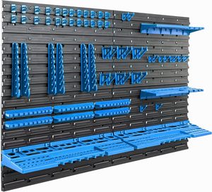 Estante de pared Pegboard de 1150x780mm con 58 accesorios apilables de plástico, estante de taller, contenedor de almacenamiento de plástico, caja de herramientas apilable - Product Image 1