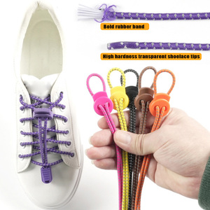 WEGOODZF Lacets de chaussures de sport décontractés de haute qualité Boucle en plastique polyester élastique Bouton de commutation Accessoire <span class=keywords><strong>Presse</strong></span> sans attache en métal - Product Image 2