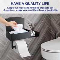 Étagère de rangement murale en acier inoxydable pour salle de bain, support organisateur en métal avec design coquille noire