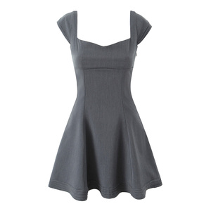 white christmas dresses Short Casual Party Dress with Criss-Cross Back Taupe / XSmall