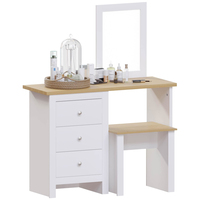 Coiffeuse directe d'usine avec 3 tiroirs et tabouret, ensemble de coiffeuse avec miroir de maquillage pour chambre à coucher