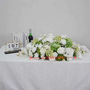 DKB Handmade Artificial Silk Plastic Flower <b>Runner</b> for Wedding Party Event Dining <b>Table</b> Decoration Customizable Size - Product Image 2