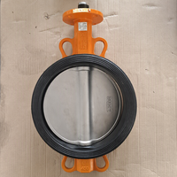 Katup Kupu-kupu Wafer DI/SS304 100mm 200mm Segel Liner EPDM/PTFE ANSI 150LB Aman untuk Air Dioperasikan dengan Tuas Tangan/Roda Rantai/Aktuator