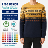 Pull en tricot jacquard à col rond pour homme, pull à blocs de couleur, manches longues, pull d'hiver