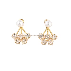 Lingmiao joyería fina señora fiesta fábrica venta chica con <span class=keywords><strong>perla</strong></span> pendiente pintura gota pendientes para mujer - Product Image 1