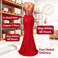 Robe de soirée sirène à sequins pour femme, style européen et américain, avec bretelles spaghetti, dos croisé et fente haute