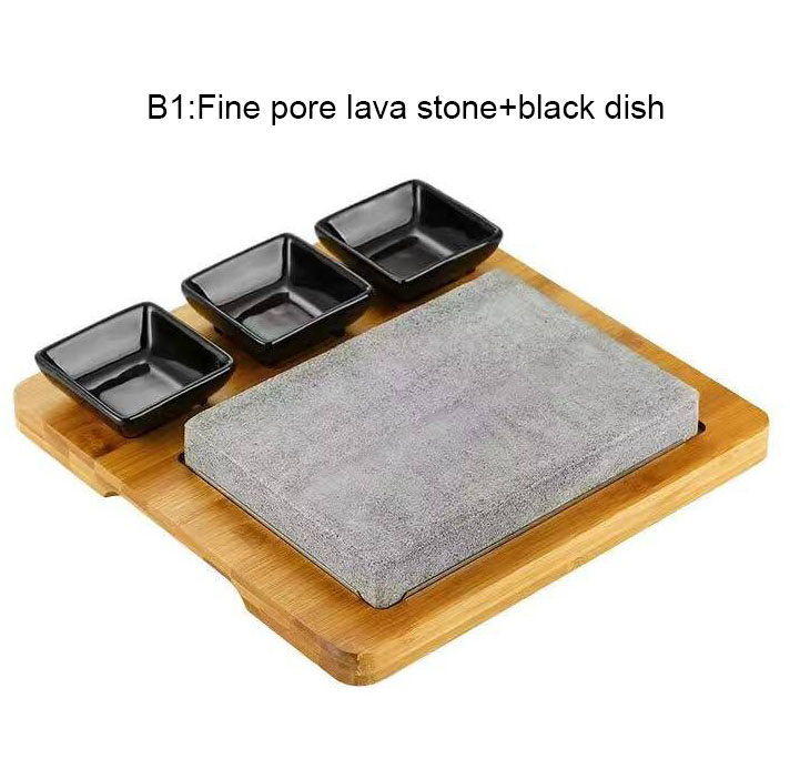 B1 Piatto nero in pietra lavica a pori fini