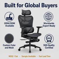Chaise de bureau ergonomique en maille intégrale certifiée SGS, accoudoirs 4D, repose-pieds rabattable en maille de Taïwan, testée 1136 kg, inclinaison à 3 positions, OEM disponible
