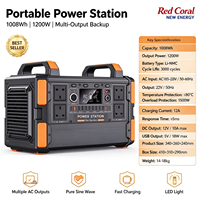 Station d'alimentation portable certifiée CE 1200W 1008Wh, contrôleur de charge solaire MPPT lithium-ion pour extérieur et maison, idéale pour le camping