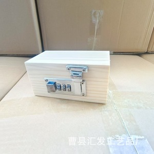 Wooden Password <b>Box</b> With Lock Rectangular Solid Color Jewelry Storage <b>Box</b> For Home Use - Product Image 1