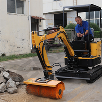 Perceuse de sol Mini Excavateur Skid Steer Loader Brosse Rotative Balai Trottoir Chasse-Neige Balayeuse À Vendre