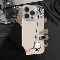 Q-Version Spider-Man Shell pour Apple 16 Plus 15 Couleur Argent Couverture Mignon Simple 13pm 7 Plus Creative Cartoon INS Mobile Phone