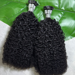 Vente en gros d'extensions de cheveux de qualité supérieure à la kératine à pointe plate, crépus bouclés et ondulés, pré-collés, à la kératine vierge - Product Image 2