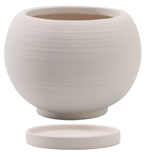 Sfera Rotonda Off-White con Finitura Spazzolata